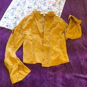 Soft 100% Lyocell Mustard Button Down Long Sleeve